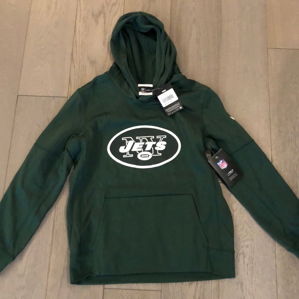 NWT Jets Hooded Green Sweatshirt Size L 14/16